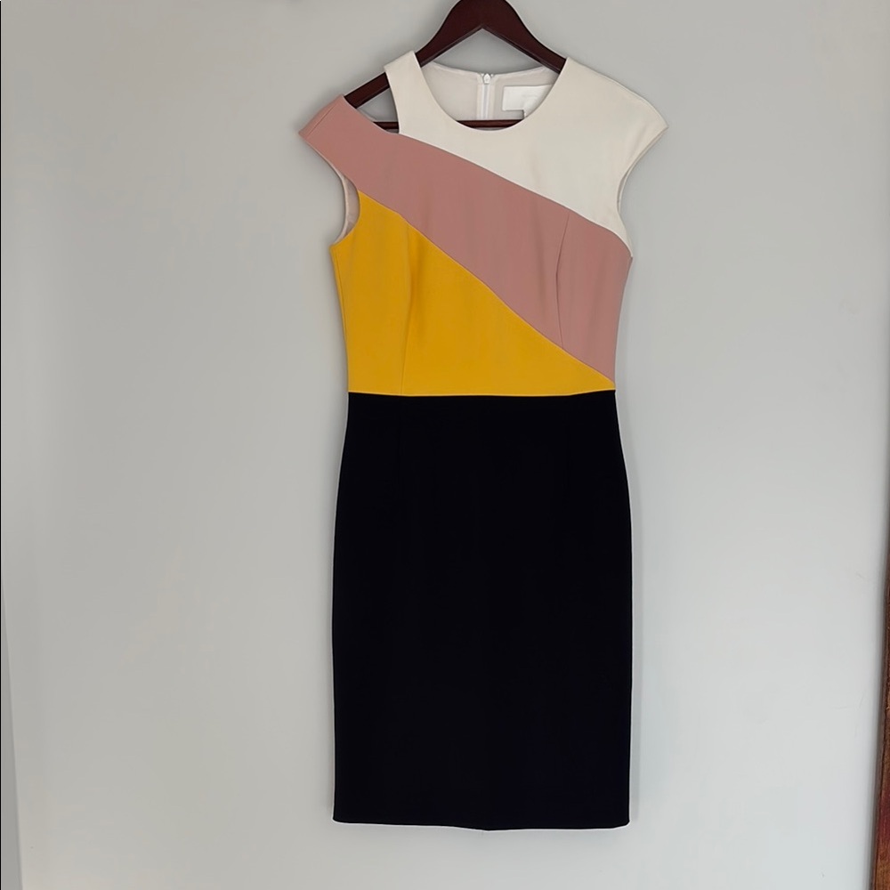 Colorblock Sleeveless Dress - Pink, Yellow, Black, and White